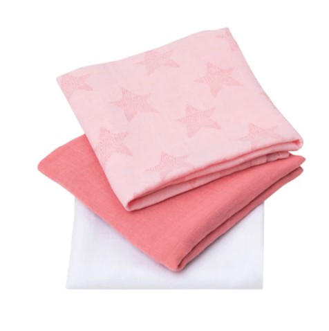 CLEVAMAMA 超柔軟透氣竹纖維包巾套裝3件裝 粉紅