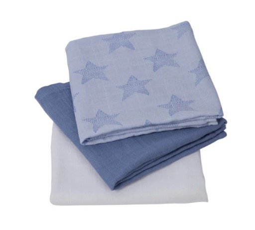 CLEVAMAMA 超柔軟透氣竹纖維包巾套裝3件裝 藍