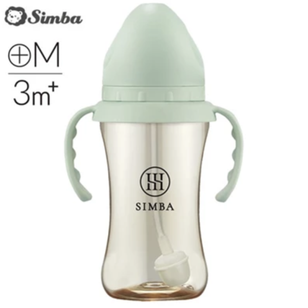台灣小獅王 Simba 蘊蜜鉑金PPSU寬口奶瓶(連吸管把手)-270ml (綠沐)