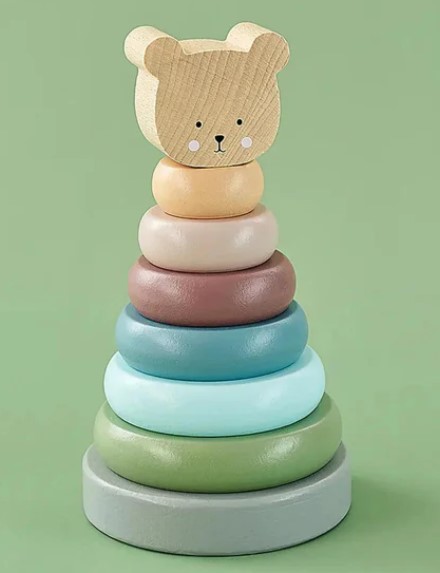 Jabadabado STACKING TOY TEDDY 木製小熊疊環玩具