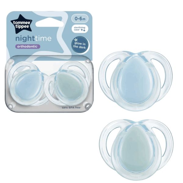 Tommee Tippee 0-6個月夜光安撫奶嘴 (2個裝) (連消毒盒; 不包括奶嘴蓋)-藍色