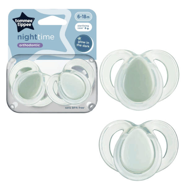 Tommee Tippee 6-18個月夜光安撫奶嘴 (2個裝) (連消毒盒; 不包括奶嘴蓋)-綠色
