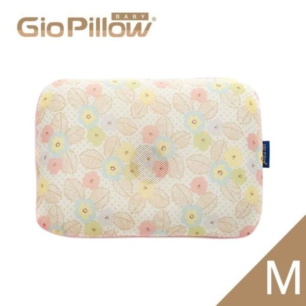Gio Pillow 超透氣護頭型 嬰兒枕頭-M碼 (白花)