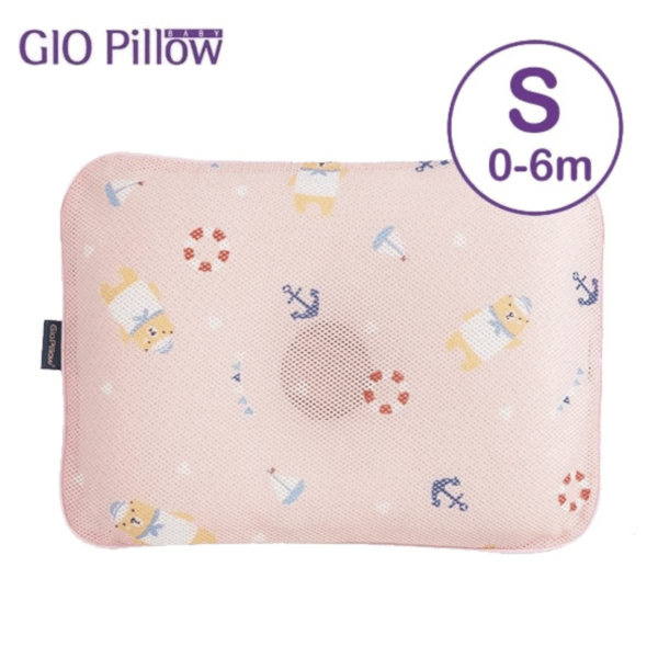 Gio Pillow 超透氣護頭型 嬰兒枕頭-S碼 (水手熊粉)