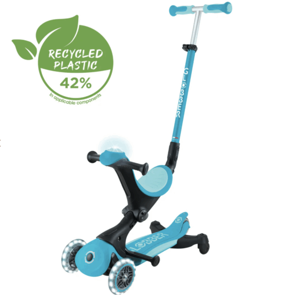 Globber Go Up Deluxe Lights 360° 可摺疊滑板車 - Aqua  (15M - 9Y+)