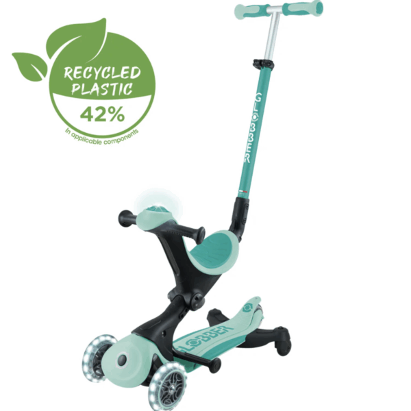 Globber Go Up Deluxe Lights 360° 可摺疊滑板車 - Mint / Pistachio  (15M - 9Y+)
