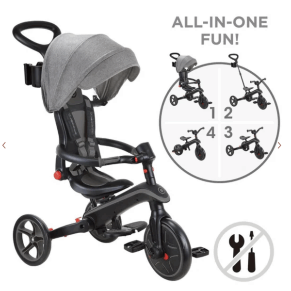 Globber Explorer Trike 可摺疊 4合1 三輪車 - Black Grey (10M - 5Y)