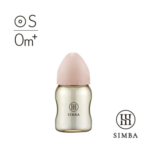 Simba 蘊蜜鉑金PPSU寬口防脹氣奶瓶 200ml (圓孔S奶嘴) - 栗粉