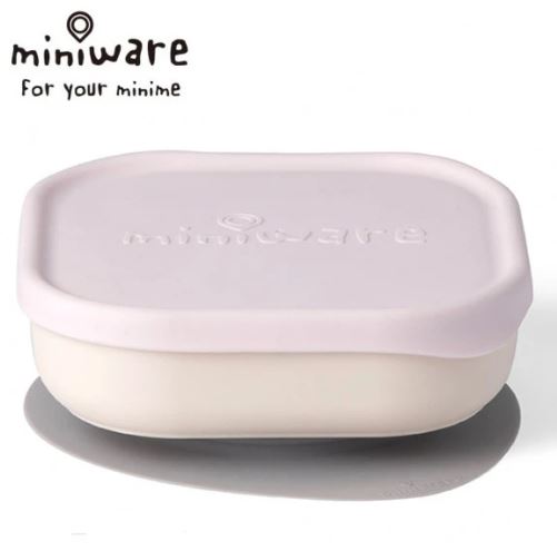 美國Miniware 天然聚乳酸 方形點心吸盤碗-棉花糖