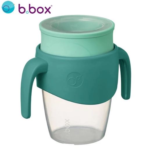 澳洲b.box 360度自主學飲杯-墨綠/湖水綠