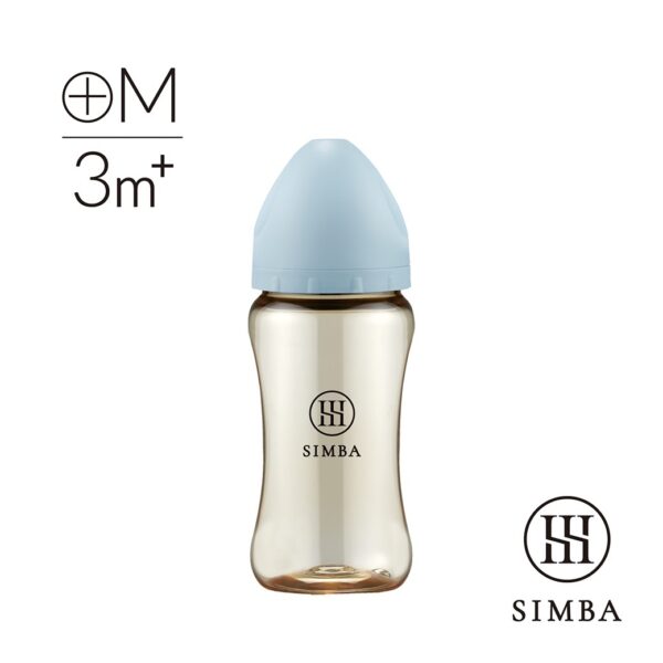 Simba 蘊蜜鉑金PPSU寬口防脹氣奶瓶 270ml (十字孔M奶嘴) - 晨藍