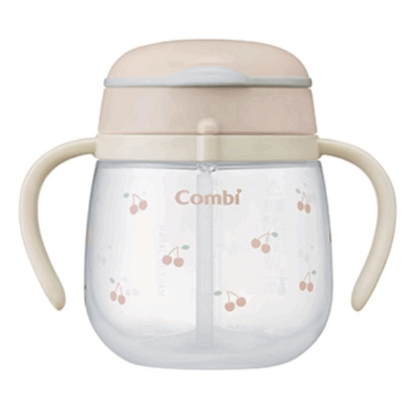 Combi - Lakumug Straw Mug 240 R (YG) 6m+ -粉嫩櫻桃