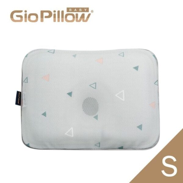 Gio Pillow 超透氣護頭型 嬰兒枕頭-S碼 (三角灰綠色)