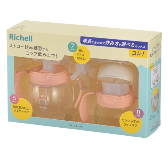 日本Richell TLI 第4代 三階段學習杯套裝 彩虹
