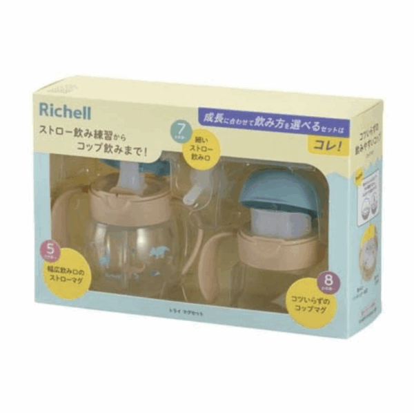 日本Richell TLI 三階段學習杯套裝 恐龍