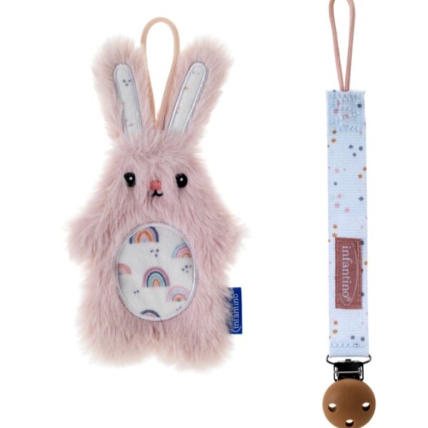 Infantino 安撫玩偶及扣帶 -淡粉小 兔