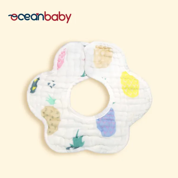 OceanBaby花瓣八層紗寶寶圍兜-鳳梨派對