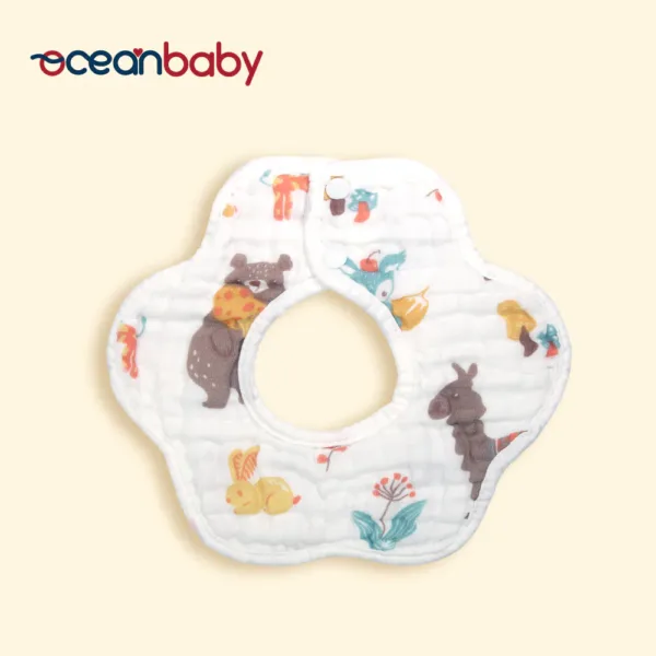 OceanBaby花瓣八層紗寶寶圍兜--暖暖森秋