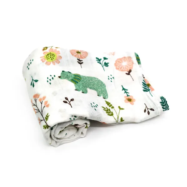 OceanBaby多功能紗布包巾-抹茶熊熊