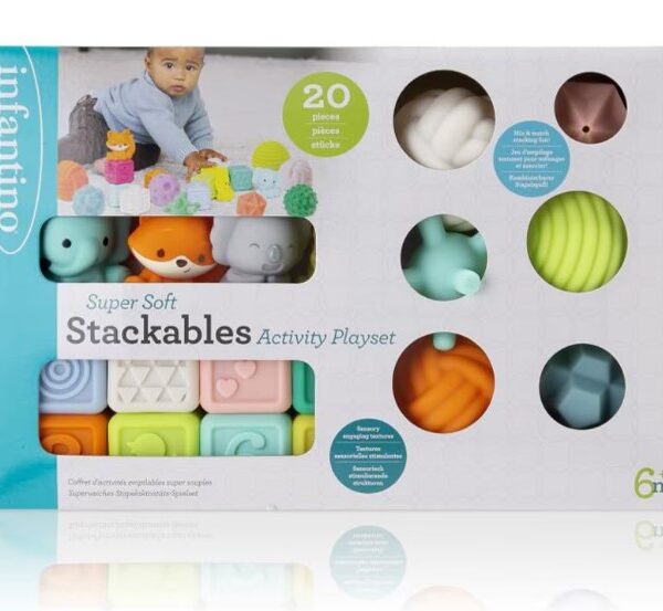 美國 infantino 超柔軟多種質感堆疊玩具套裝
