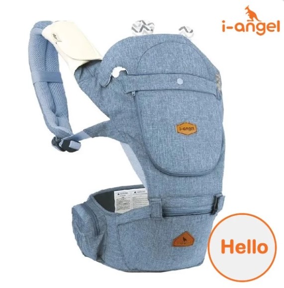 韓國 I-Angel Hello 2合1 四季型腰凳揹帶-淺藍