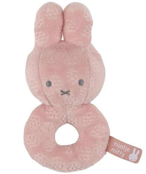 Tiamo 嬰兒布質搖鈴/ Miffy 花朵系列 粉紅