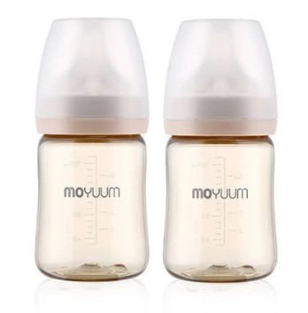 MOYUUM - PPSU 寬口防漲氣奶瓶170ml（米色）X2 件