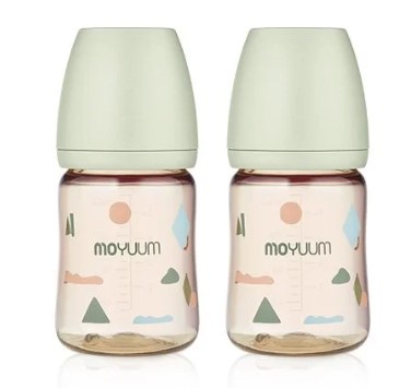 MOYUUM - PPSU 寬口防漲氣奶瓶170ml（綠色）X2件