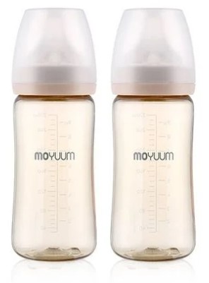 MOYUUM - PPSU 寬口防漲氣奶瓶270ml（米色）X2 件