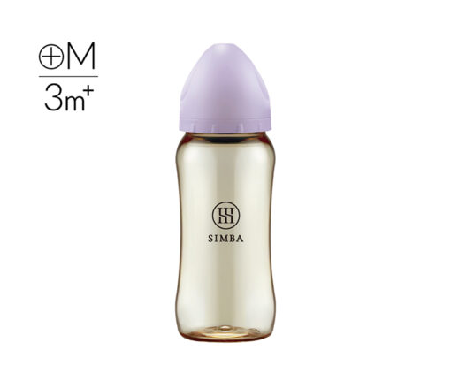 Simba 蘊蜜鉑金PPSU寬口防脹氣奶瓶 360ml (十字孔M奶嘴) - 紫芙