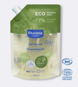 法國 Mustela 補充裝 - 有機髮膚沐浴啫喱 (無香料)  400ml【香港原裝行貨】