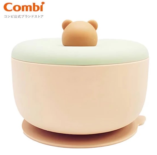 日本Combi 鉑金矽膠吸盤餐碗/ 小熊