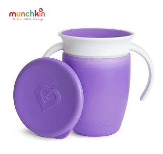 美國 Munchkin Miracle 360° 防漏學飲杯(附蓋)-紫色 207ml/7oz