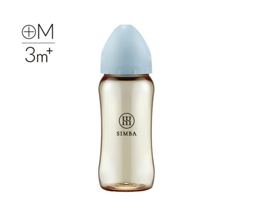 Simba 蘊蜜鉑金PPSU寬口防脹氣奶瓶 360ml (十字孔M奶嘴) - 晨藍