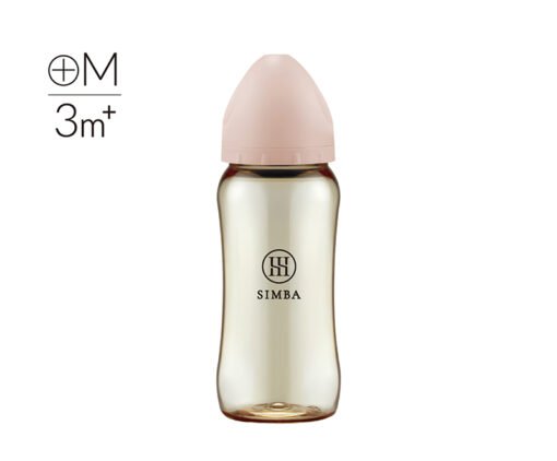 Simba 蘊蜜鉑金PPSU寬口防脹氣奶瓶 360ml (十字孔M奶嘴) - 栗粉