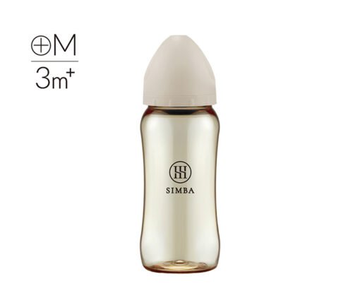 Simba 蘊蜜鉑金PPSU寬口防脹氣奶瓶 360ml (十字孔M奶嘴) - 杏茶