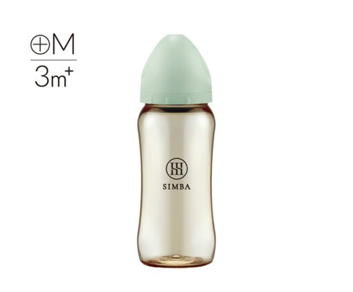Simba 蘊蜜鉑金PPSU寬口防脹氣奶瓶 360ml (十字孔M奶嘴) - 綠沐