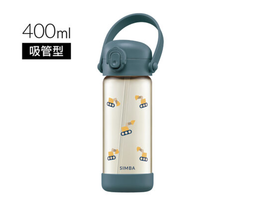 台灣小獅王 Simba 鉑金PPSU兒童吸管水壺400ml-挖土機(波藍)