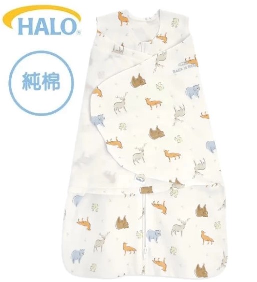 美國Halo Swaddle 二合一嬰兒包被睡袋-純棉 1.5TOG- 森林朋友 3-6個月