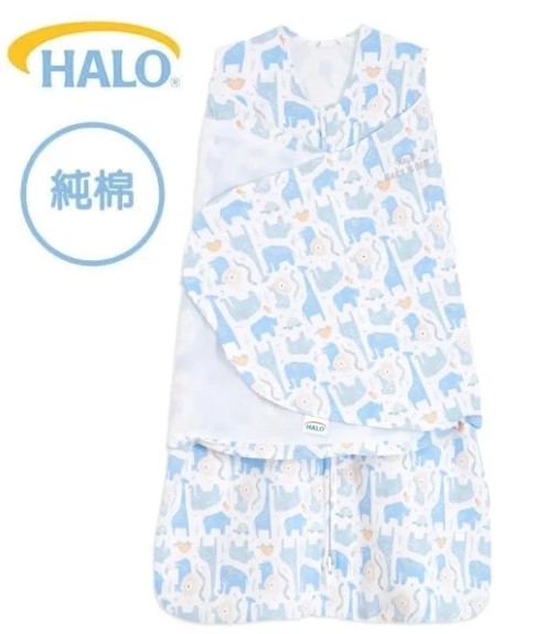 美國Halo Swaddle 二合一嬰兒包被睡袋-純棉 1.5TOG- 藍色動物園 0-3個月