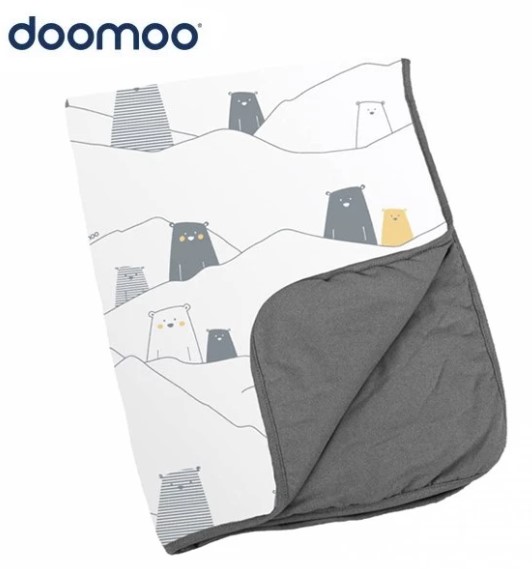 比利時Doomoo Dream 有機棉嬰兒被毯 75X100 CM (灰/熊)