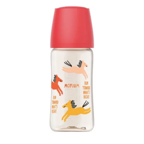 Moyuum - PPSU 寬口防漲氣奶瓶270ml(快樂小馬-紅色)