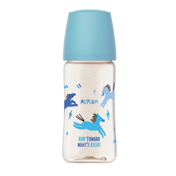 MOYUUM PPSU 寬口防漲氣奶瓶270ml(快樂小馬-藍色)