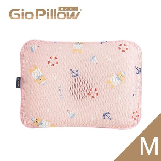 Gio Pillow 超透氣護頭型 嬰兒枕頭-M碼 (水手熊-粉)