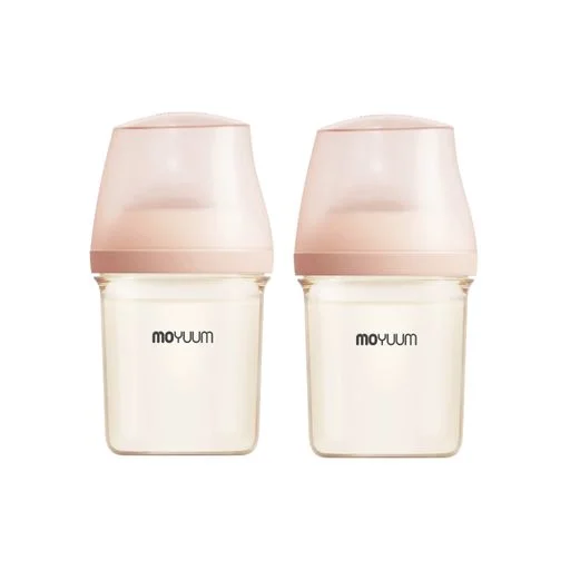Moyuum - mov.aa PPSU圓口偏心防漲氣奶瓶160ml（米色）x2件