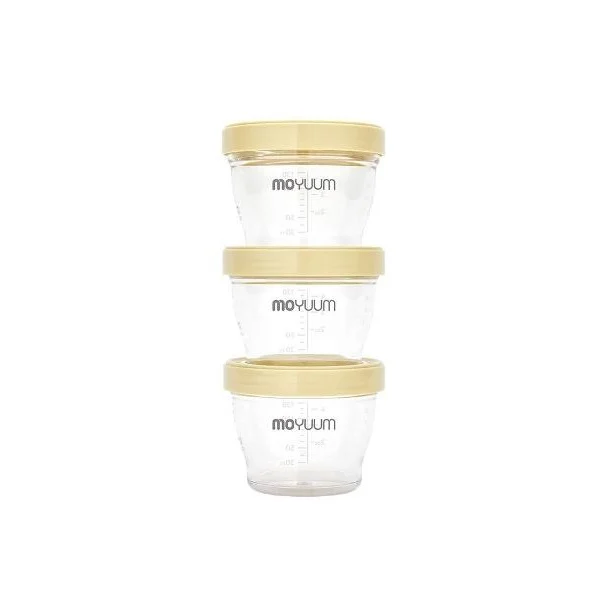 Moyuum-多功能嬰兒食物儲存盒130ml (3個) (米黃色)