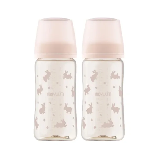 Moyuum - PPSU 寬口防漲氣奶瓶270ml(粉紅雪兔)x2件