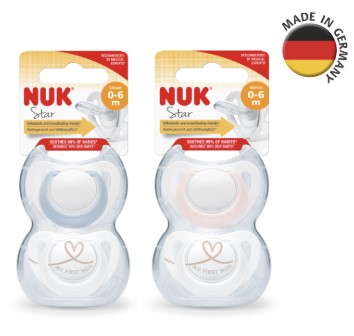 NUK - 星級乳膠安撫奶嘴連盒 2個裝 (0-6個月)