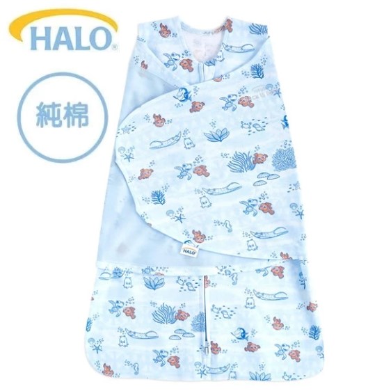 美國Halo Swaddle 二合一嬰兒包被睡袋-純棉 1.5TOG- 小魚兒世界 0-3個月