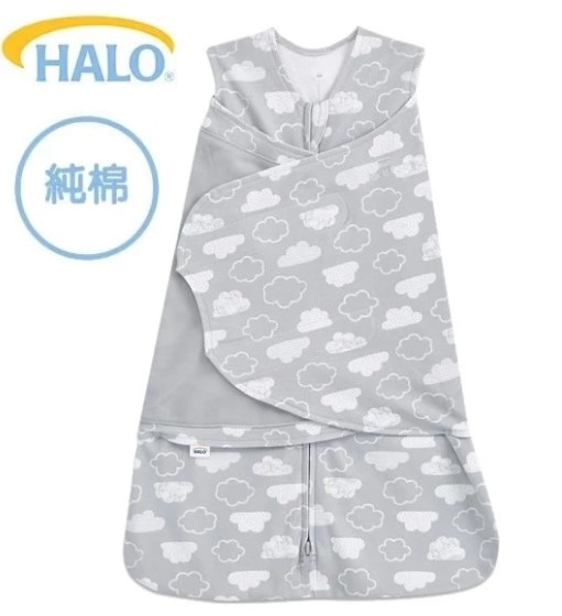 美國Halo Swaddle 二合一嬰兒包被睡袋-純棉 1.5TOG- 灰雲朵 0-3個月